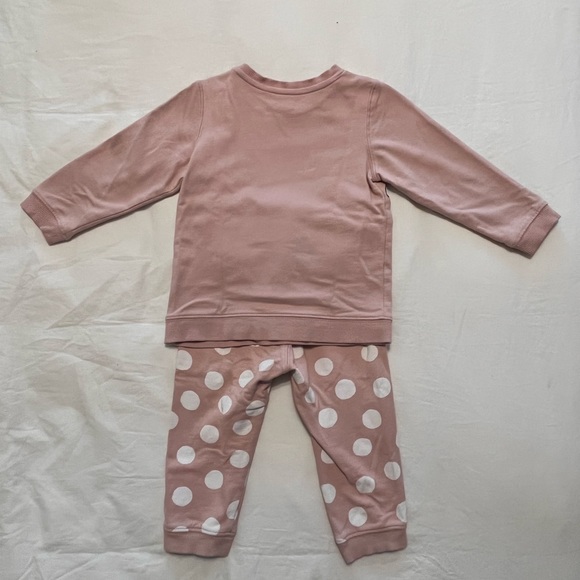 SOLD✨H&M Disney Minnie Mouse Sweatshirt Set (Size 12-18M) Blush Pink Polka Dot - Picture 5 of 12